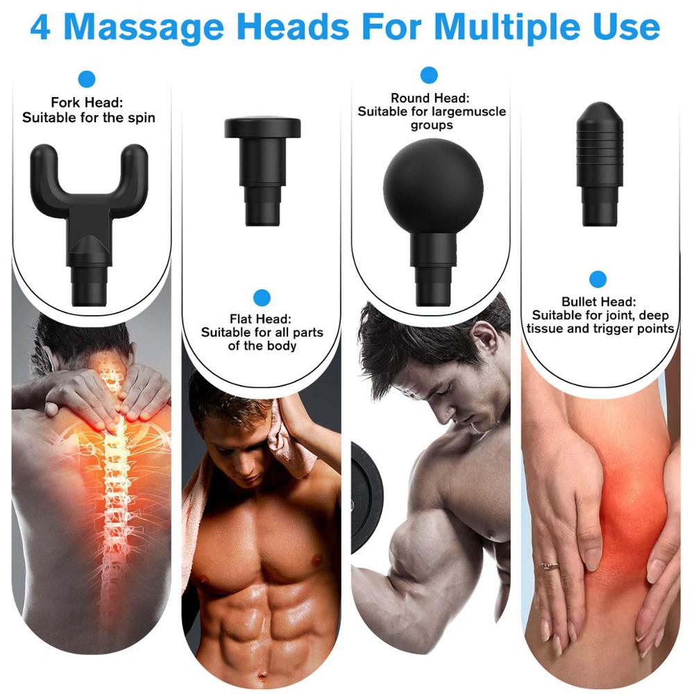 Deep Tissue Massage Gun | 3 Speeds, 6-Hr Battery, 4 Heads