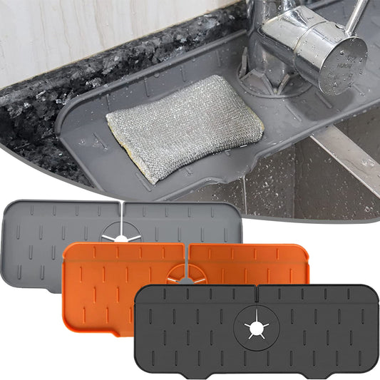 Silicone Self-Draining Kitchen Faucet Mat | Heat-Resistant, Non-Slip Sink Splash Guard & Countertop Protector