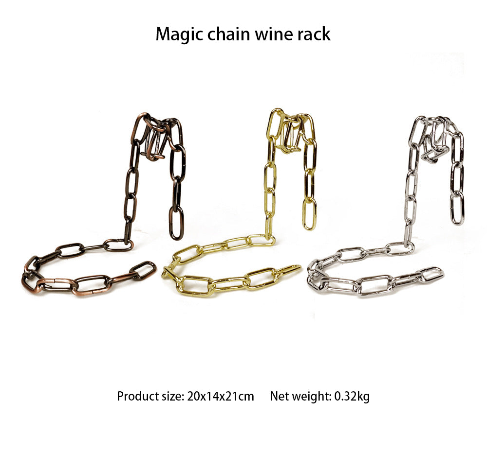 Magic Iron Chain Floating Wine Bottle Holder – Available in Silver, Gold, and Antique Golden Finishes